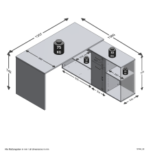Schreibtisch >LEXO/LEX< in Beton LA-weiß - 135,7x74,2x135,7cm (BxHxT)