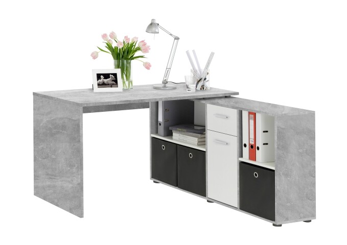 Schreibtisch >LEXO/LEX< in Beton LA - 135,7x74,2x135,7cm (BxHxT)