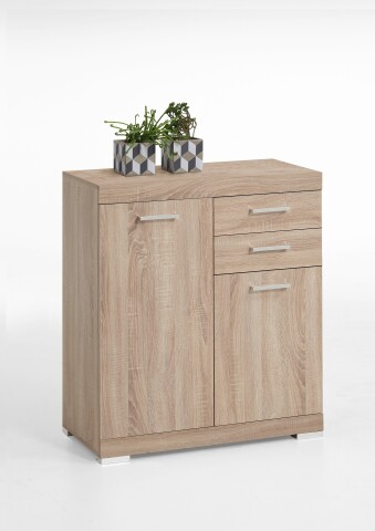 Kommode >BRISTOL 2< in Eiche Dekor - 80x89,9x34,9cm (BxHxT)