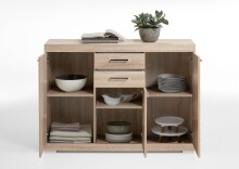 Kombikommode >BRISTOL 3< in Eiche Dekor - 120x89,9x34,9cm (BxHxT)
