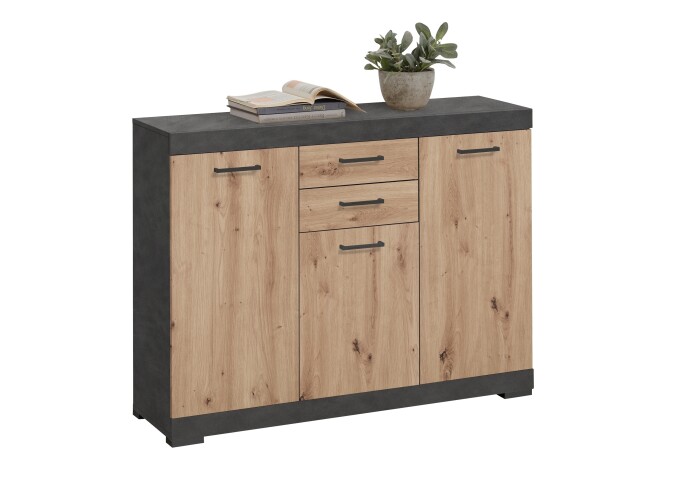 Kombikommode >BRISTOL 3< in Matera-Artisan Eiche - 120x89,9x34,9cm (BxHxT)
