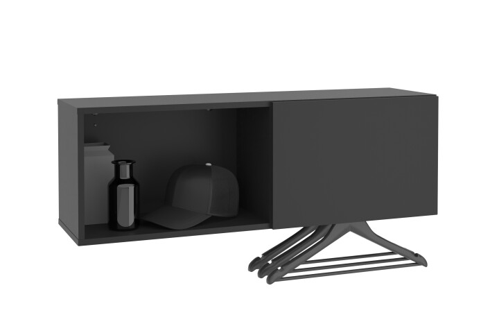 Wandgarderobe >DARK 8< in schwarz - 99,1x33x27,2cm (BxHxT)