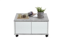 Couchtisch >TWIN 1< in Beton LA-weiß Edelglanz - 70x36x70cm (BxHxT)