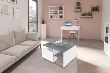 Couchtisch >TWIN 1< in Beton LA-weiß Edelglanz - 70x36x70cm (BxHxT)