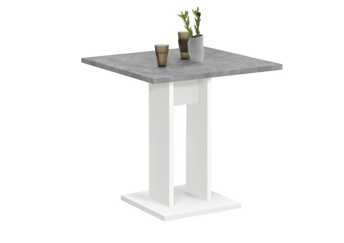 Säulen-Esstisch >BANDOL 1< in weiß-Beton LA - 70x77,5x70cm (BxHxT)
