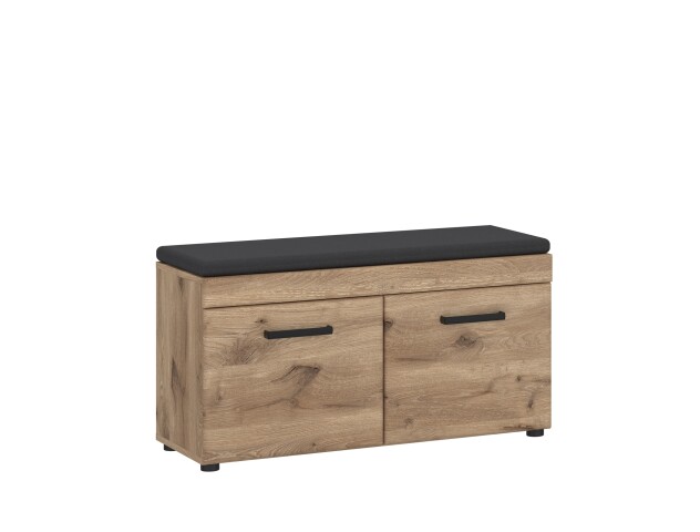 Schuhbank >GRANO< 2 Türen, Viking Eiche Dekor / Kosmos Grau - 93x51x38 (BxHxT)
