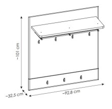 Wandgarderobe >GRANO< 7 Haken, Ablage, Stange, Viking Eiche Dekor - 93x101x32,5 (BxHxT)