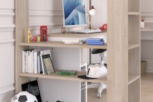 Hochbett >Alex< in Weiss / Jackson Eiche Dekor - 232x296x180cm (LxBxH)