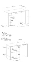Jugendzimmer-Set >Pirouette 13< (3-teilig) Weiss / Rose oder grau, Hochbett, Schrank, Schreibtisch