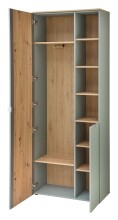 Garderoben-Set >Bari< (3-teilig) Schilfgrün / Eiche - 158x202x38cm (BxHxT)
