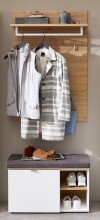 Garderoben-Set >Bari< (2-teilig) weiss matt / Eiche...