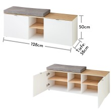 Garderoben-Set >Bari< (3-teilig) weiss matt / Eiche - 128x190x38cm (BxHxT)