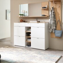 Garderoben-Set >Bari< (2-teilig) weiss matt / Eiche - 148x170x38cm (BxHxT)