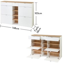 Garderoben-Set >Bari< (2-teilig) weiss matt / Eiche - 148x170x38cm (BxHxT)