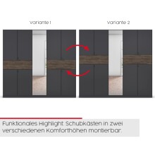 Drehtürenschrank >Ticao< 2 Schübe, 3 Stangen, weiß / Eiche Artisan Dekor - 226x210x54 (BxHxT)
