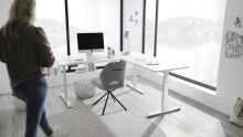Eckschreibtisch >Ben< höhenverstellbar bis 117cm, weiss - 180x74/117x177cm (BxHxT)