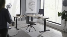 Eckschreibtisch >Ben< höhenverstellbar, Eiche Dekor / schwarz - 180x74/117x177cm (BxHxT)