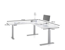 Eckschreibtisch >Ben< höhenverstellbar, Eiche Dekor / schwarz - 180x74/117x177cm (BxHxT)