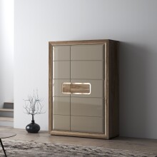 Highboard >TIZANO< LED, in Eiche Antik Dekor /...
