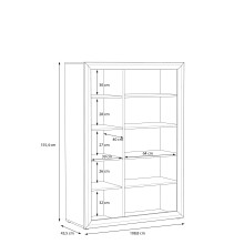 Highboard >TIZANO< LED, in Eiche Antik Dekor / Beige Glanz - 108,8x155,4x41,3cm (BxHxT)