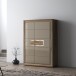 Highboard >TIZANO< LED, in Eiche Antik Dekor / Beige Glanz - 108,8x155,4x41,3cm (BxHxT)