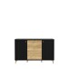 Sideboard >FIXSMILE< 3 Schübe, Mauvella Eiche Dekor / Schwarz - 138x84,6x41,5cm (BxHxT)