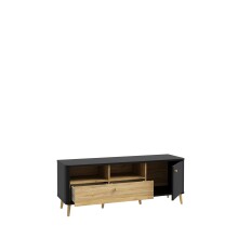 Lowboard >FIXSMILE< 1 Schub, Mauvella Eiche Dekor / Schwarz - 138,3x52,6x41,5cm (B/H/T)