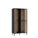 Glasvitrine >JOAKIMIS< Lamelle, Mauvella Eiche Dekor / Schwarz - 87x162,2x41,5cm (BxHxT)