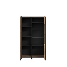 Highbaord >HAYATO< 2 Türen, Alpenfichte Dekor / Schwarz - 95,4x158,8x42cm (BxHxT)