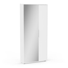 Schuhschrank >EBONY< weiß, 82,8x176,4x24 cm, 4 Böden, Glastür, Platz für 12 Schuhe