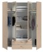 Kleiderschrank >Daily 13< 5 Böden, 2 Stangen, 2 Schübe, Eiche Dekor/Spiegel - 160x185x51cm BxHxT