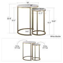 Satztisch >Ailema< 45x57x45 cm – Weiß, MDF & Metall, elegant & robust