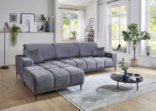 Wohnlandschaft >Lindesberg< elektr. Sitzverstellung, Federkern, dunkelgrau - 286x107x195 (BxHxT)