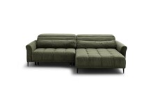 Wohnlandschaft >Wolve< elektr. Sitzverstellung, 2 Kissen, Cord grün - 277x108x179cm (BxHxT)
