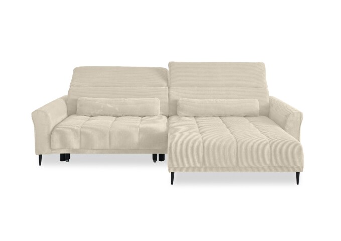 Wohnlandschaft >Wolve< elektr. Sitzverstellung, 2 Kissen, Cord creme - 277x108x179cm (BxHxT)