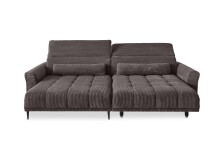 Wohnlandschaft >Wolve< elektr. Sitzverstellung, Kissen, Cord graubraun - 277x108x179cm BxHxT