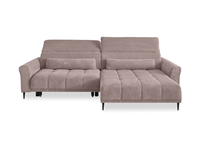 Wohnlandschaft >Wolve< elektr. Sitzverstellung, 2 Kissen, Cord rosa - 277x108x179cm (BxHxT)