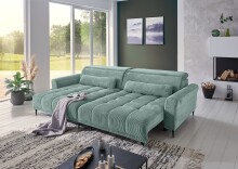 Wohnlandschaft >Wolve< elektr. Sitzverstellung, 2 Kissen, Cord mint - 277x108x179cm (BxHxT)