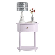 Beistelltisch >Rundo< lavendel, 66x55x45 cm, MDF-Tischplatte, Schublade, goldener Griff