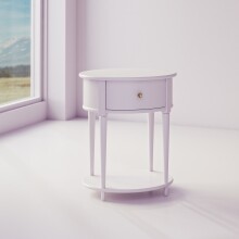 Beistelltisch >Rundo< lavendel, 66x55x45 cm, MDF-Tischplatte, Schublade, goldener Griff