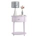Beistelltisch >Rundo< lavendel, 66x55x45 cm, MDF-Tischplatte, Schublade, goldener Griff