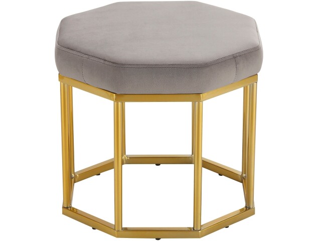 Sitzhocker >Yada< Grau, 38x42x42 cm, Samt, goldene Metallbeine, montiert