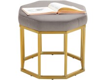 Sitzhocker >Yada< Grau, 38x42x42 cm, Samt, goldene Metallbeine, montiert