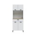 Mikrowellenumbauschrank >KIRA< 4 Türen, 1 Schub, Artik Weiß / Natur Dekor - 72x185x40 (BxHxT)