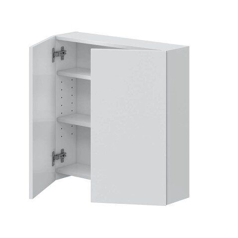 Hängeschrank >DESTAL< 2 Türen, 2 Böden, in Weiß glänzend - 60x60x16 (BxHxT)