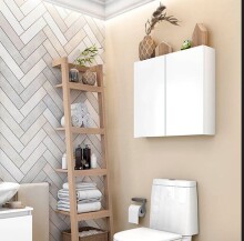 Hängeschrank >DESTAL< 2 Türen, 2 Böden, in Weiß glänzend - 60x60x16 (BxHxT)