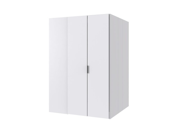 Drehtürenschrank >NORDERNEY< begehbar, 9 Böden, Stange, Spiegel, in WEISS - 135x197x97cm (BxHxT)