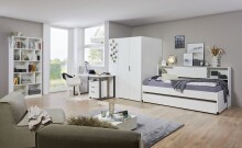 Drehtürenschrank >NORDERNEY< begehbar, 9 Böden, Stange, Spiegel, in WEISS - 135x197x97cm (BxHxT)