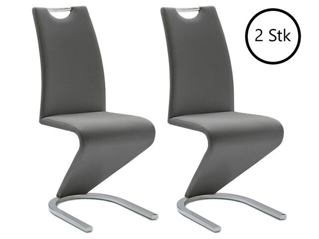 Esszimmerstuhl >Pupik I< (2er Set) in grau aus Metall - 45x102x62cm (BxHxT)