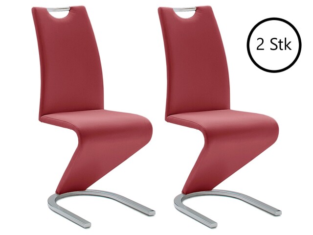 Esszimmerstuhl >Pupik I< (2er Set) in Bordeaux aus Metall - 45x102x62cm (BxHxT)